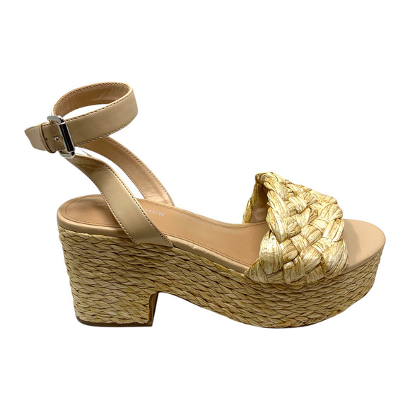 NEW Marc Fisher Steel Sz 9.5 Natural Raffia Platform Chunky Sandals Beachy NWOB - Picture 3 of 11